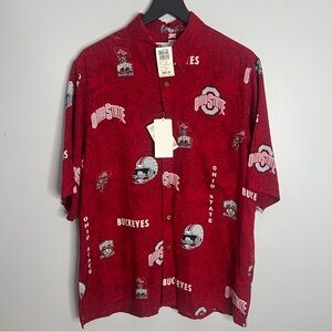 Reyn Spooner Ohio State Buckeyes Football Button Down Shirt Mens Medium Red NCAA